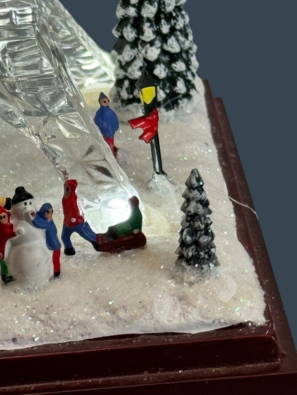 Icy Craft Lighted Winter Eiffel Tower Paris Scene Music Box LED Display 8½" - Picture 7 of 11